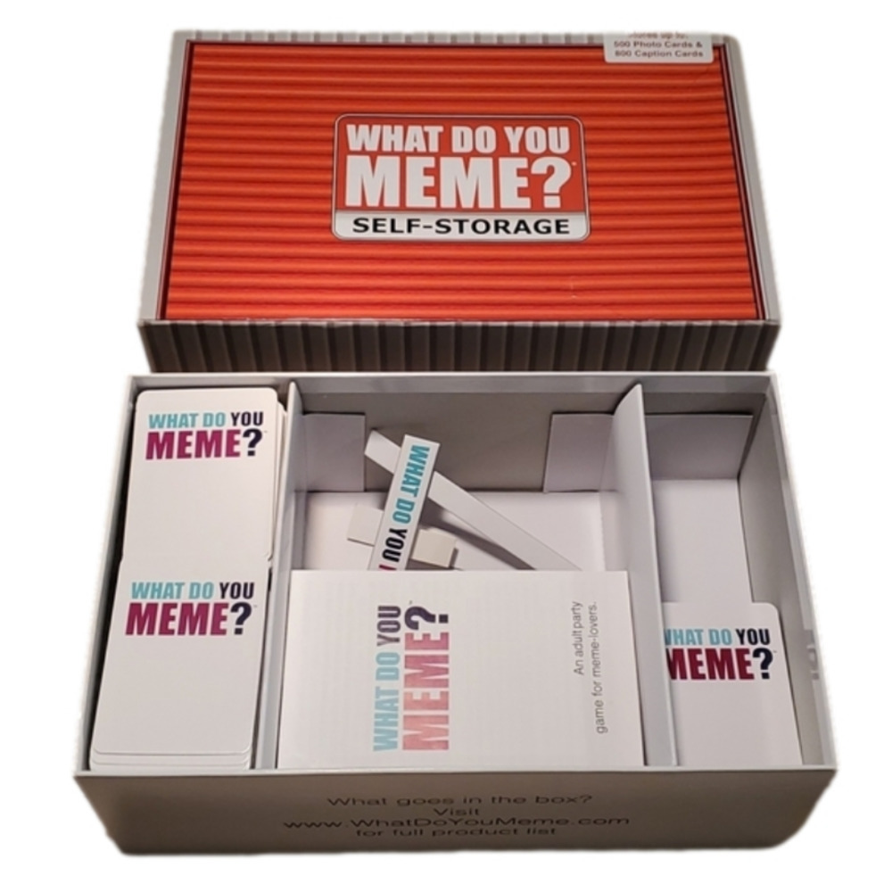 WHAT Do You Meme? Self-Storage box with several expansion packs EUC